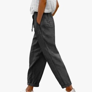 Casual Black Drawstring Pants